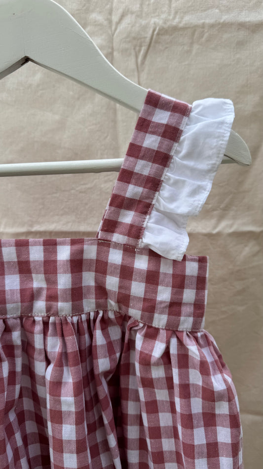 Vestido Xadrez Rosa com Folhos